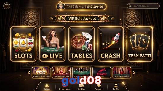Main screen of Gold08 casino page for PK players